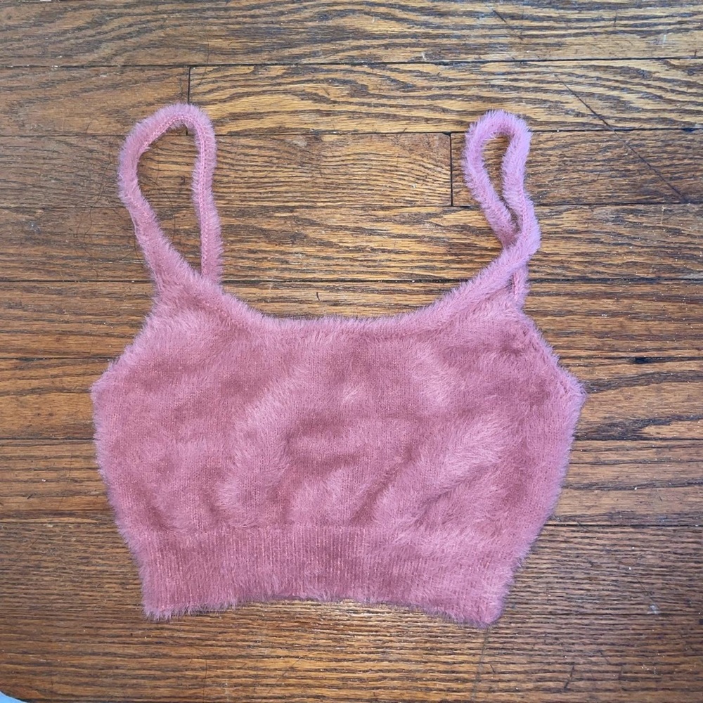 Pink fuzzy crop top!